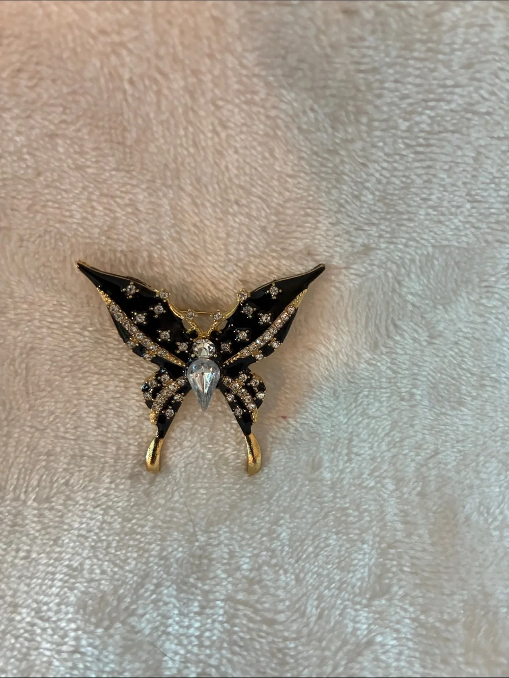 Black and Gold Butterfly Crystal Brooch